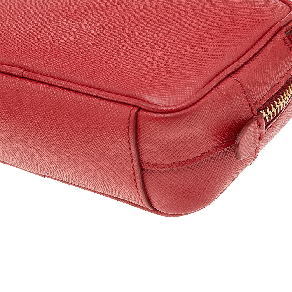 Women's Prada Red Saffiano Lux Leather Mini Camera Crossbody Bag