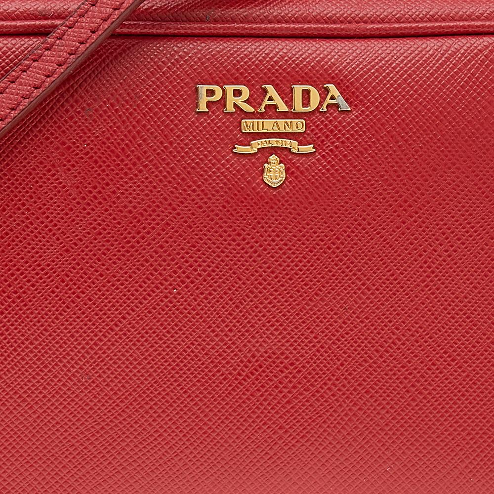 Prada Red Saffiano Lux Leather Mini Camera Crossbody Bag 1