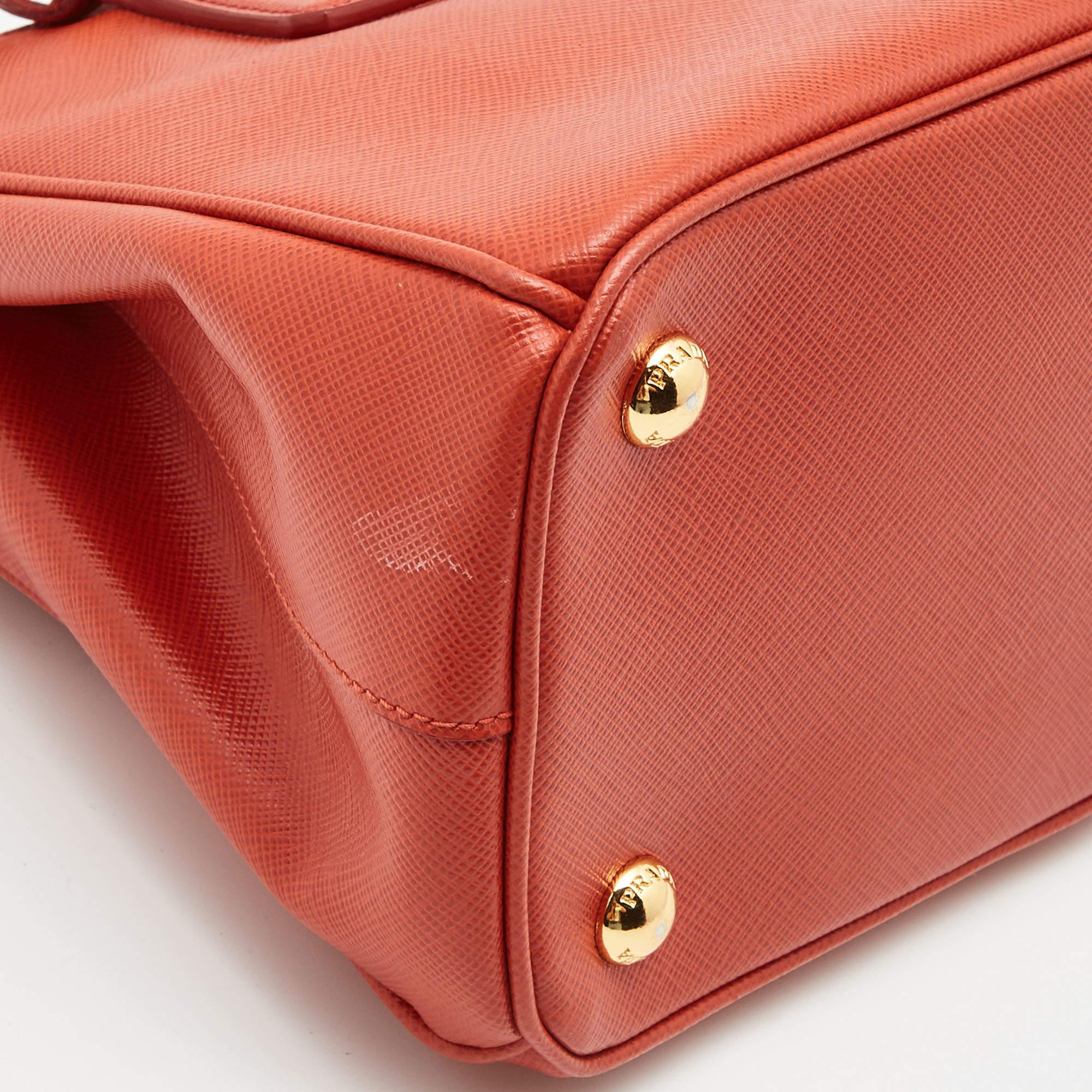 Prada Red Saffiano Lux Leather Mini Double Zip Tote 5