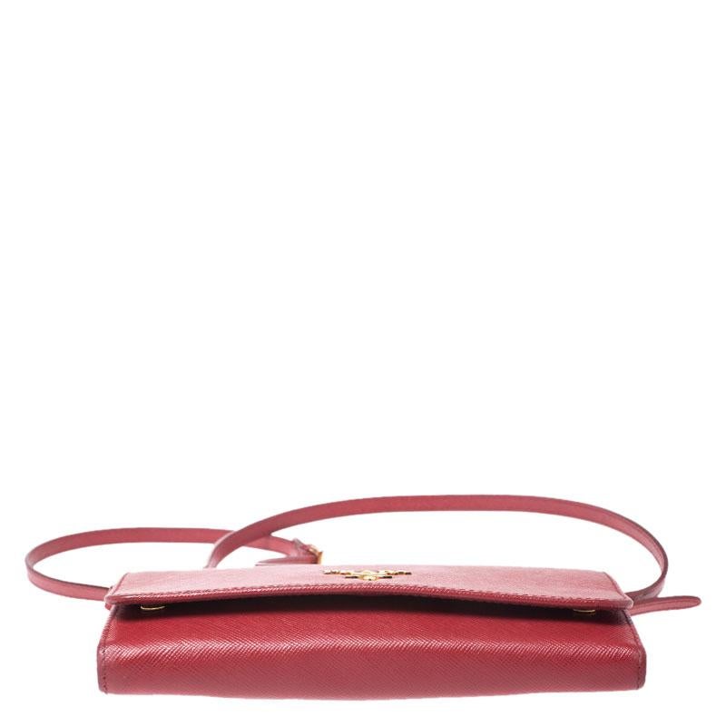 Prada Red Saffiano Lux Leather Mini Flap Crossbody Bag 6