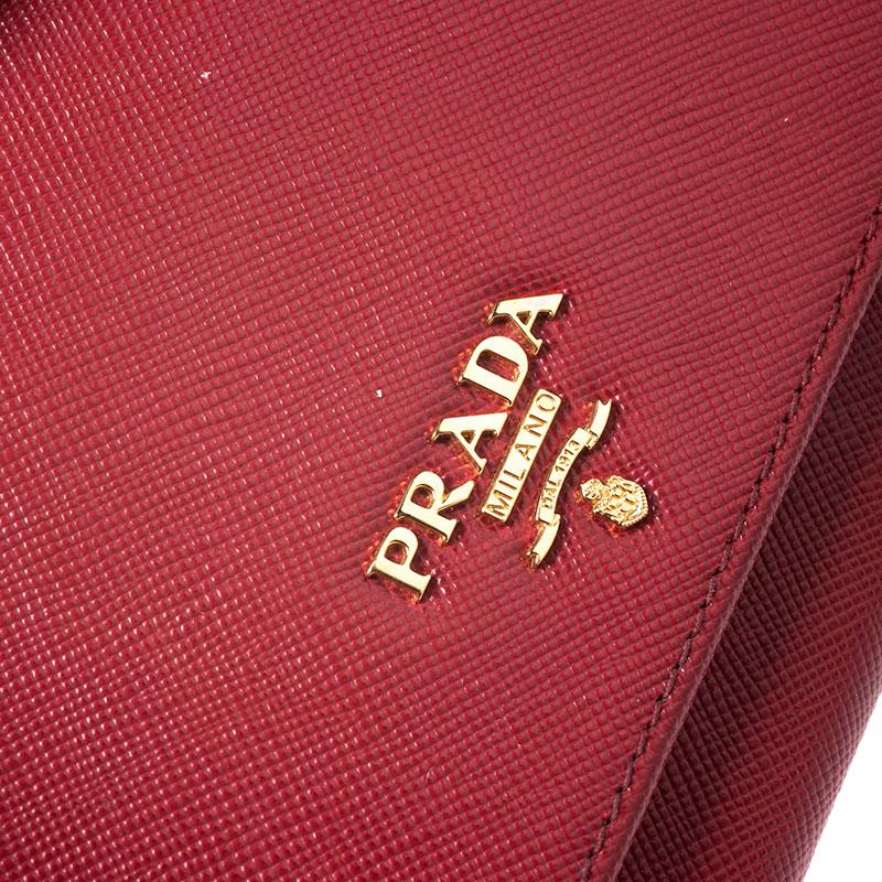 Prada Red Saffiano Lux Leather Mini Flap Crossbody Bag 5
