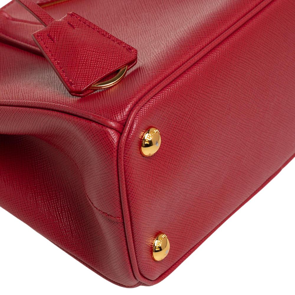 Prada Red Saffiano Lux Leather Mini Galleria Double Zip Tote 3