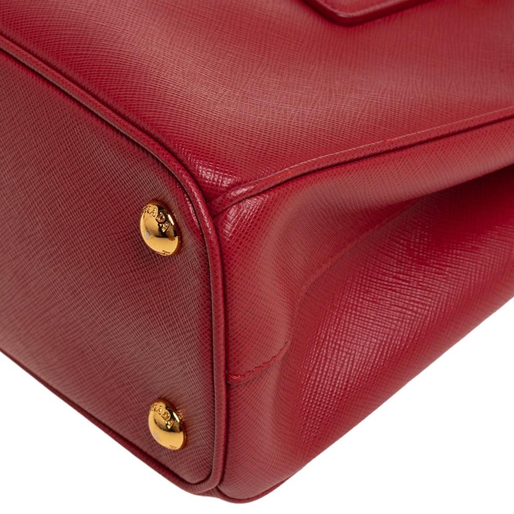 Prada Red Saffiano Lux Leather Mini Galleria Double Zip Tote 4