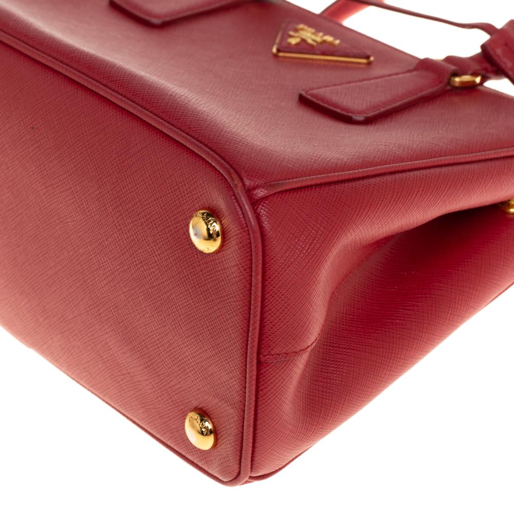 Prada Red Saffiano Lux Leather Mini Galleria Tote 2