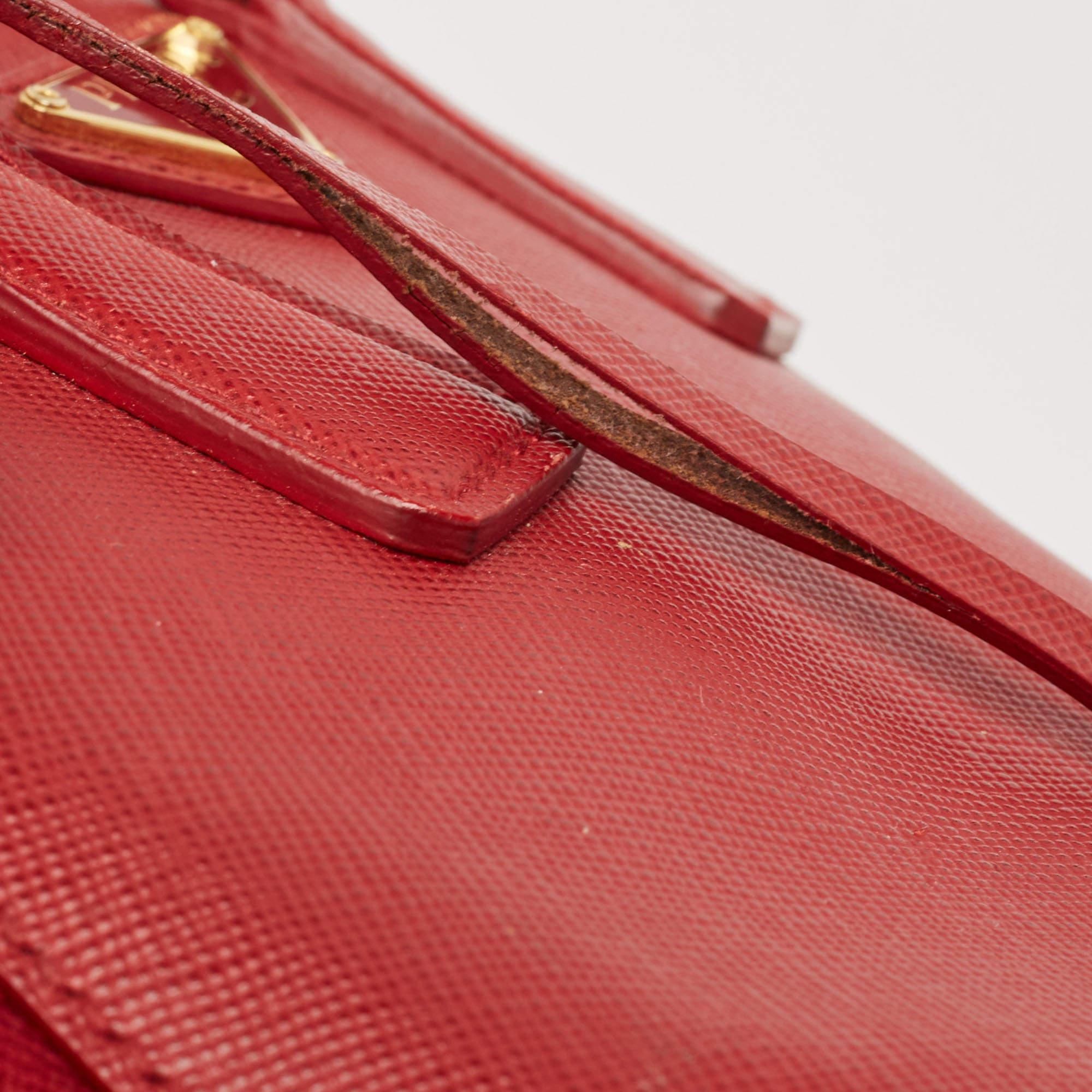 Prada Red Saffiano Lux Leather Mini Promenade Satchel 7