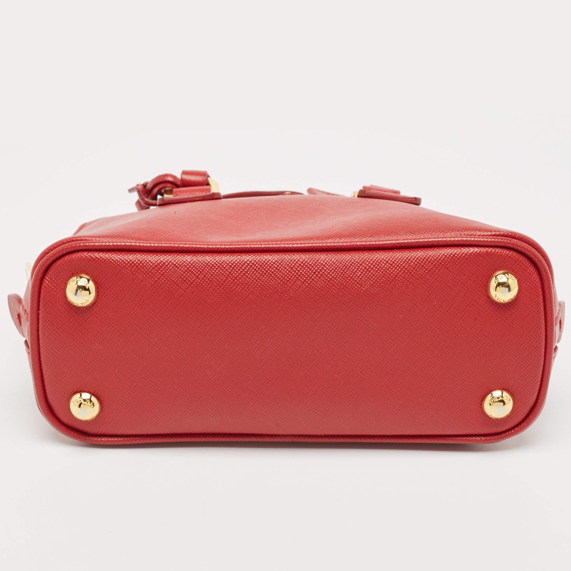 Women's Prada Red Saffiano Lux Leather Mini Promenade Satchel
