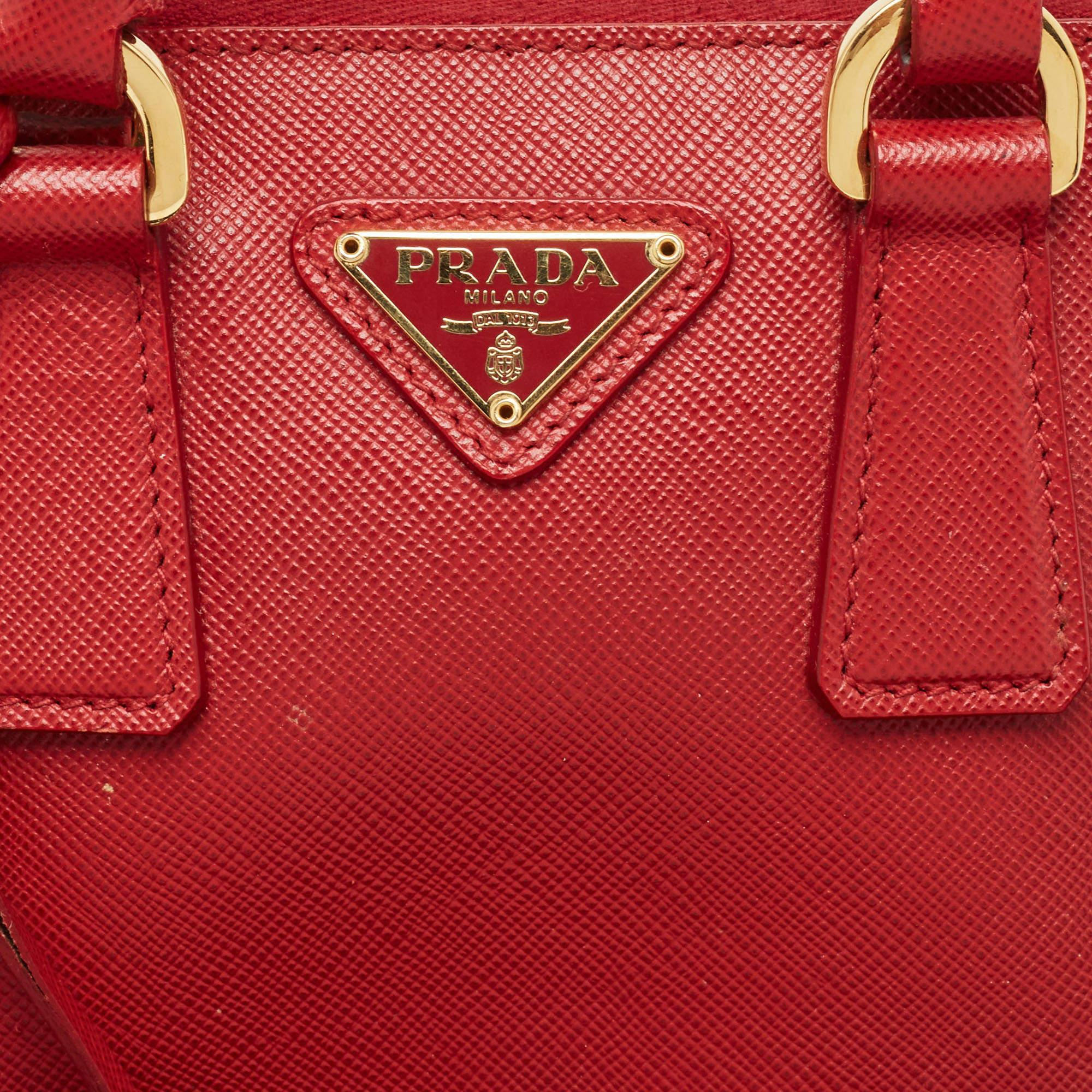 Prada Red Saffiano Lux Leather Mini Promenade Satchel 2