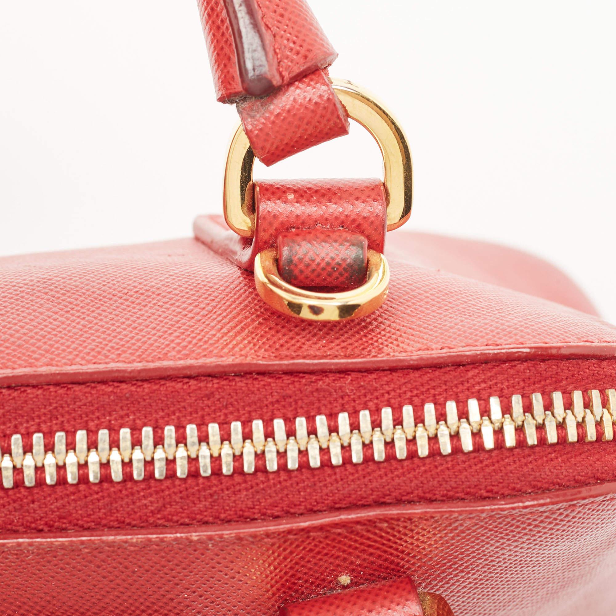 Prada Red Saffiano Lux Leather Mini Promenade Satchel 3