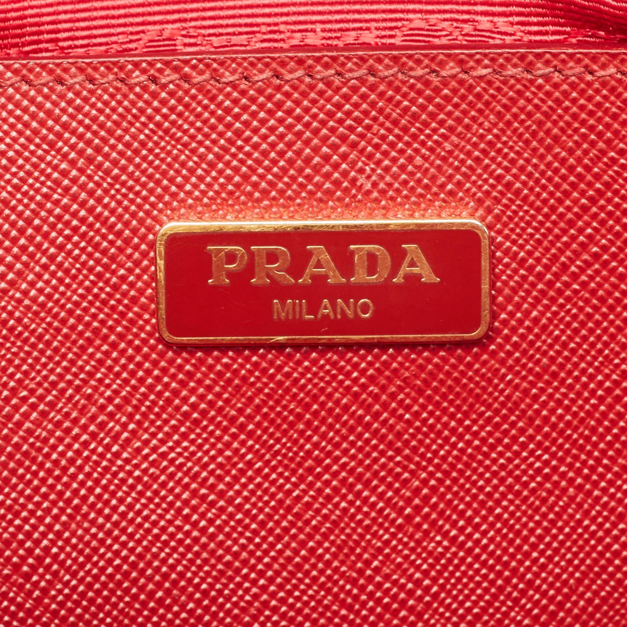 Prada Red Saffiano Lux Leather Mini Promenade Satchel 4