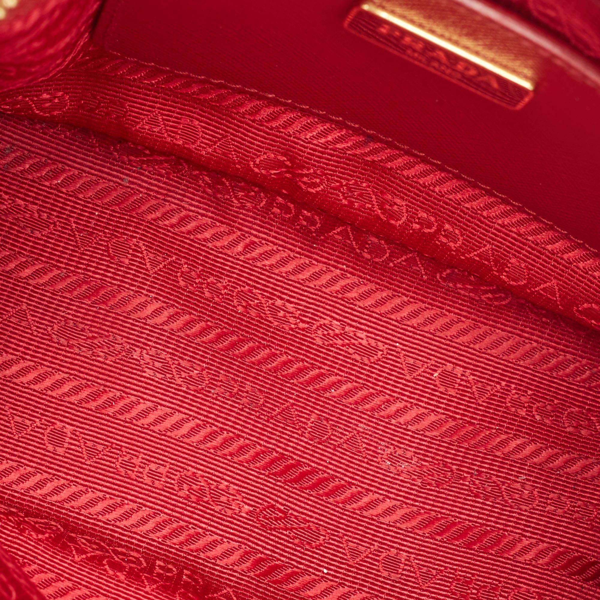 Prada Red Saffiano Lux Leather Mini Promenade Satchel 5