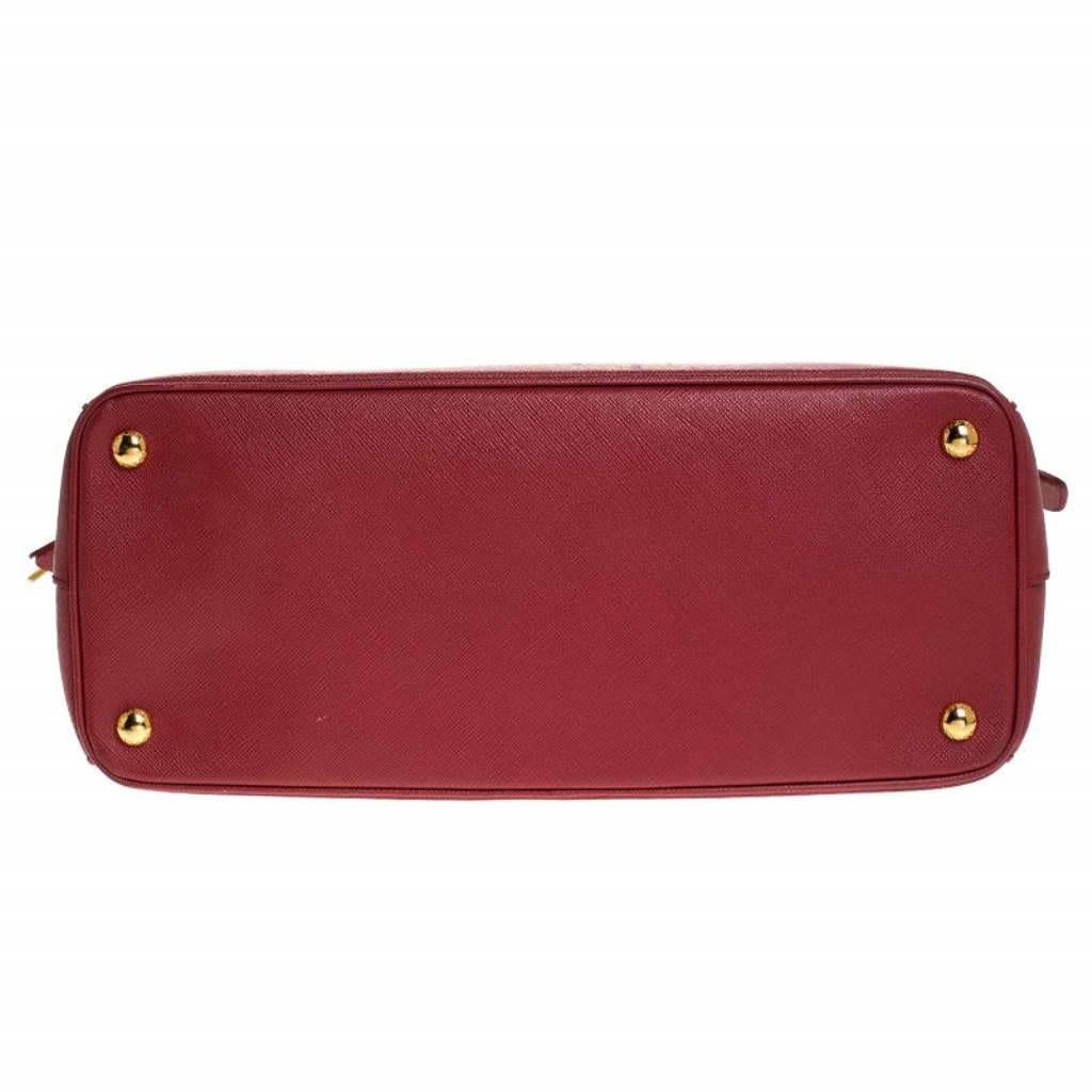 Women's Prada Red Saffiano Lux Leather Parabole Tote Bag