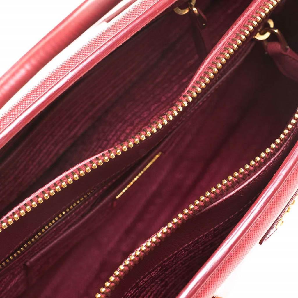 Prada Red Saffiano Lux Leather Parabole Tote Bag 1