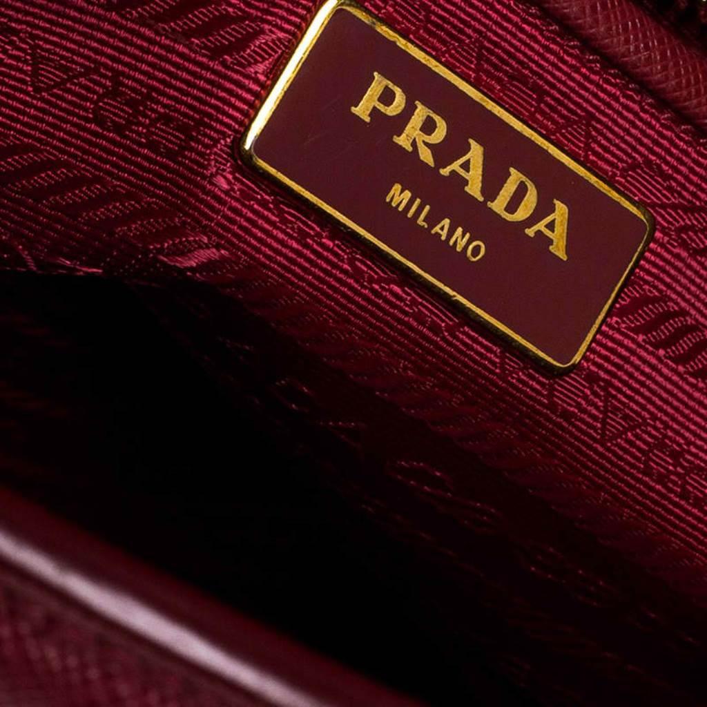 Prada Red Saffiano Lux Leather Parabole Tote Bag 2