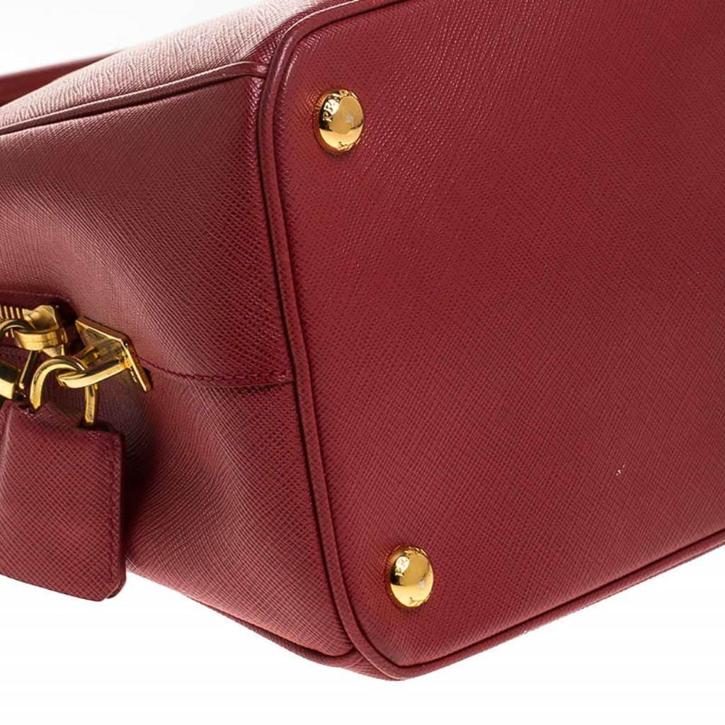 Prada Red Saffiano Lux Leather Parabole Tote Bag 3