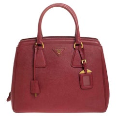 Prada Red Saffiano Lux Leather Parabole Tote Bag