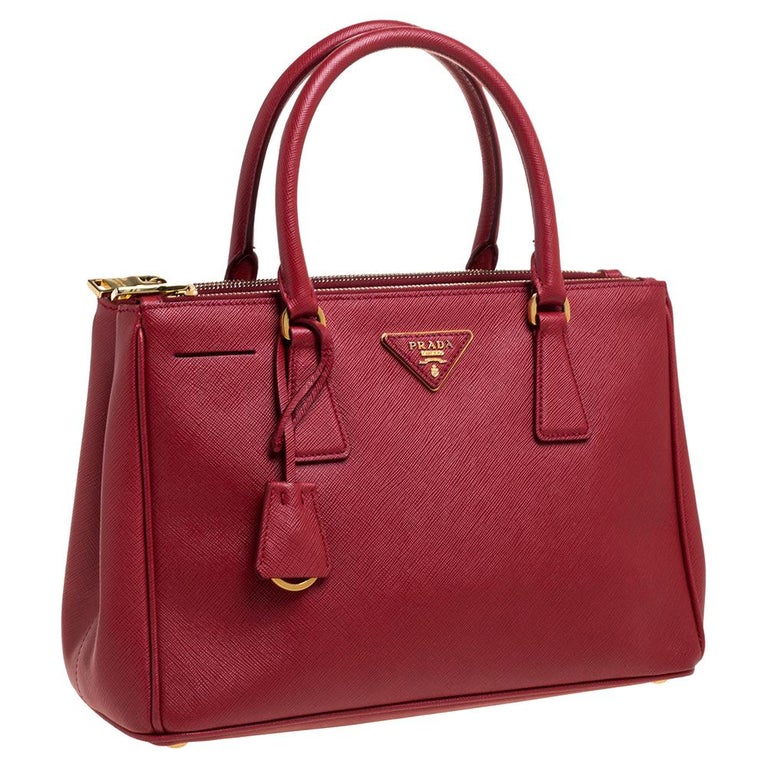 $2800 Prada Saffiano Lux Double Zip Deep Red Leather Large Tote Bag Purse  BN 1786 - Lust4Labels