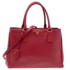 Prada Red Saffiano Lux Leather Small Tote