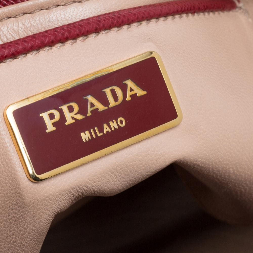 Prada Red Saffiano Lux Leather Spazzolato Gusset Top Handle Bag 3
