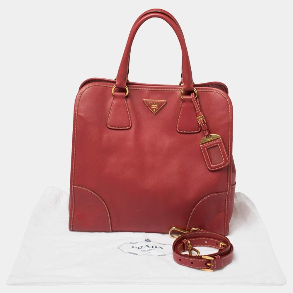 Prada Red Saffiano Lux Leather Tote For Sale 9