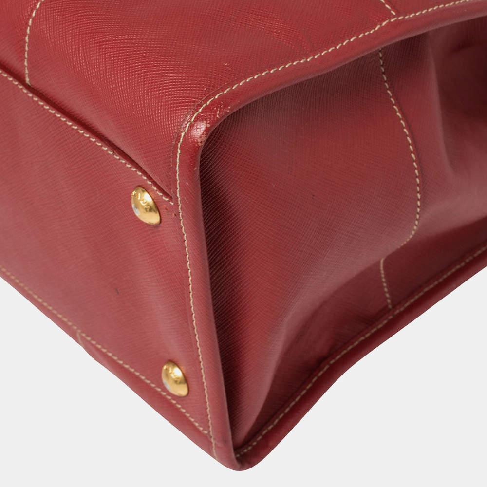 Prada Red Saffiano Lux Leather Tote For Sale 1