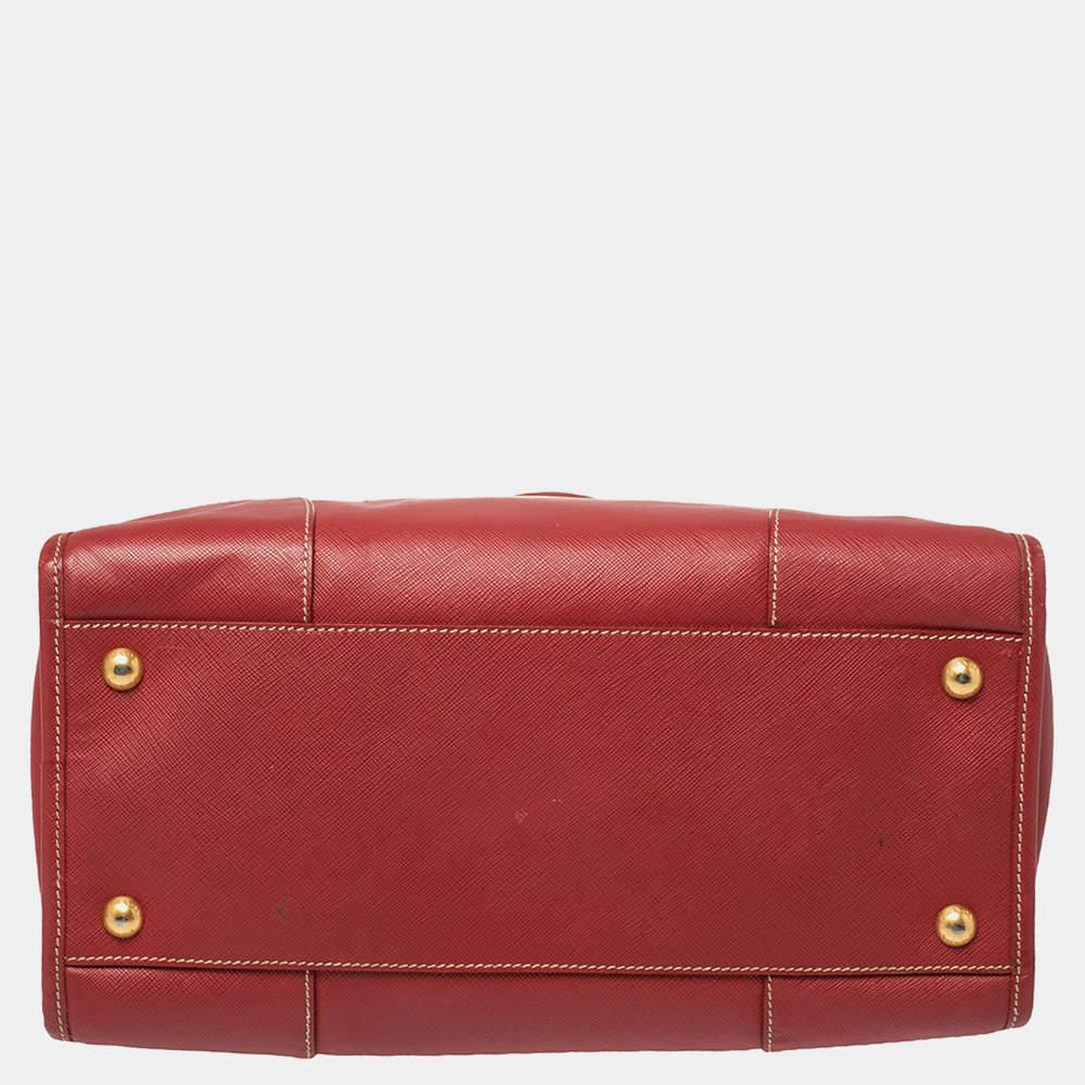 Prada Red Saffiano Lux Leather Tote For Sale 2