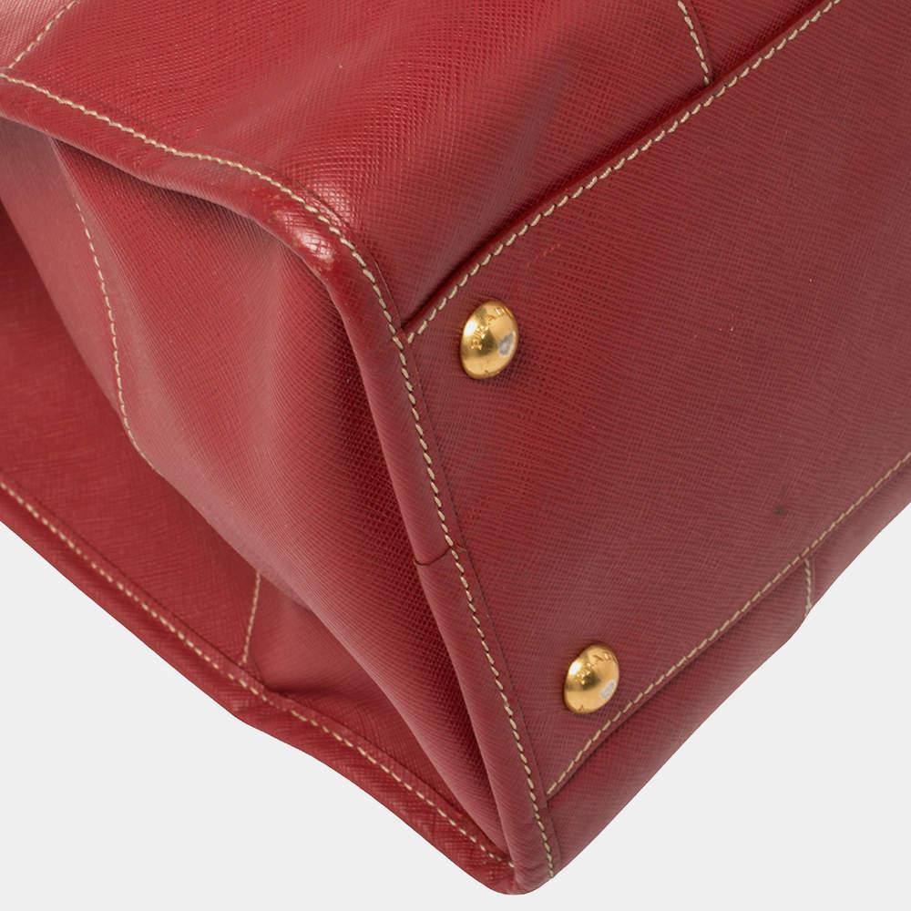 Prada Red Saffiano Lux Leather Tote For Sale 3