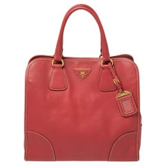 Prada Red Saffiano Lux Leather Tote