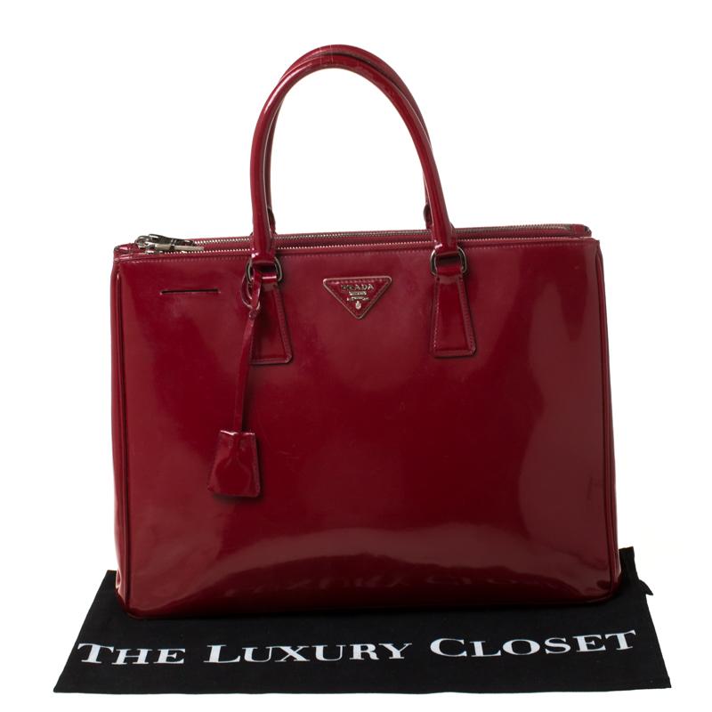 Prada Red Saffiano Lux Patent Leather Large Double Zip Tote 5