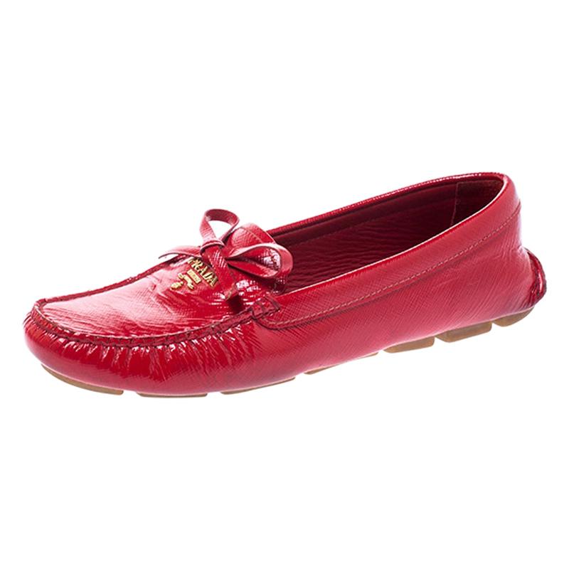 prada red loafers