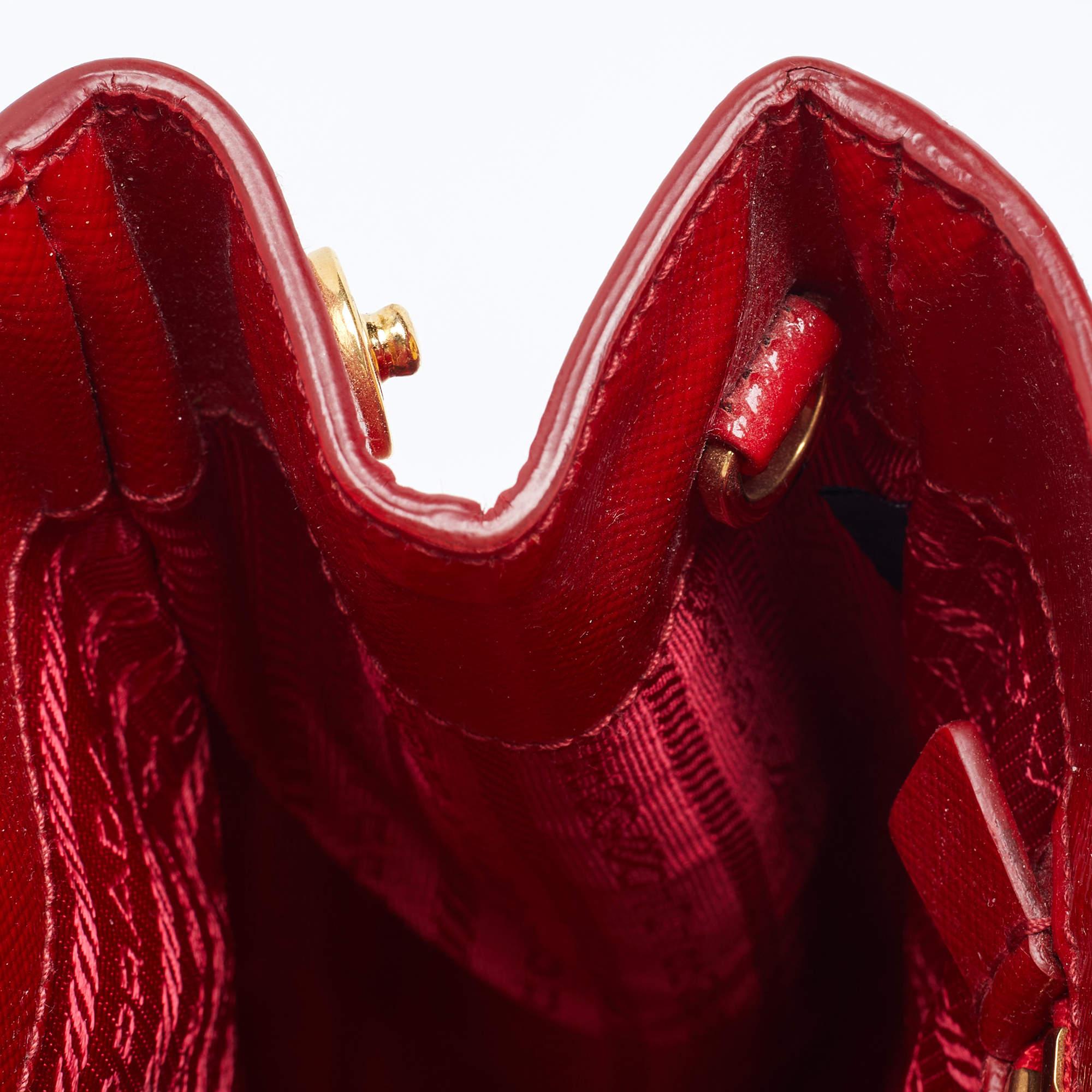 Prada Red Saffiano Patent Leather Double Handle Open Tote 4