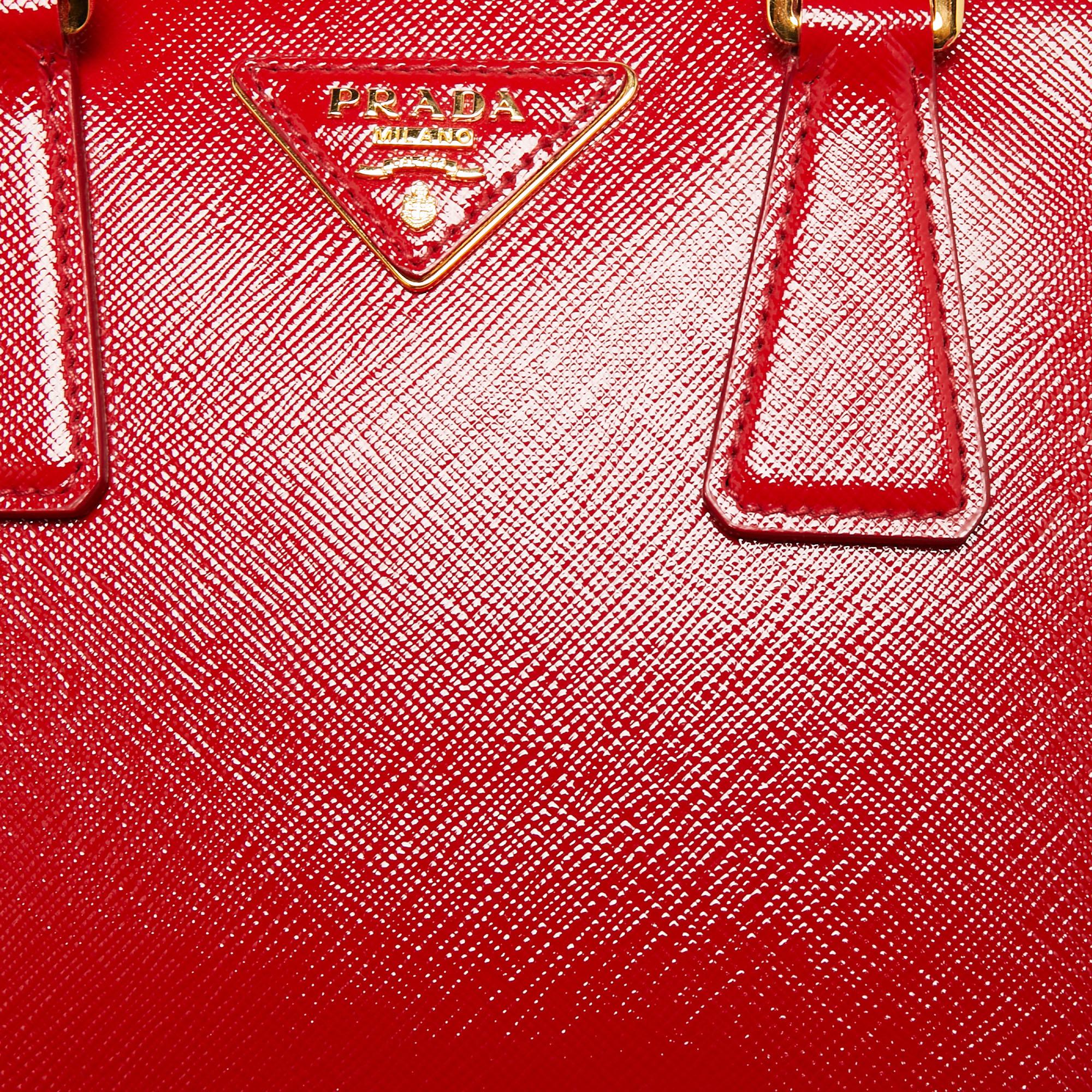 Prada Red Saffiano Patent Leather Small Promenade Satchel 3