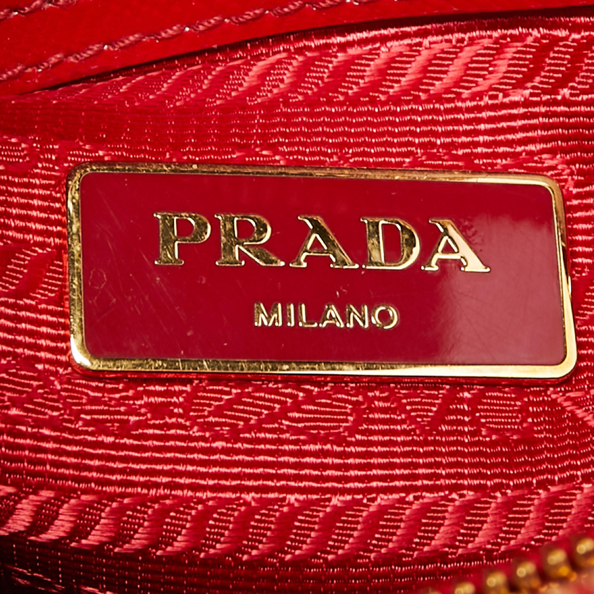 Prada Red Saffiano Patent Leather Small Promenade Satchel 2