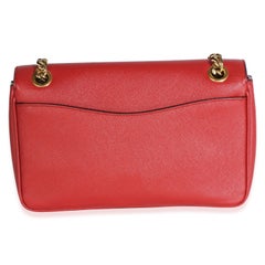 Prada Red Saffiano Pattina Shoulder Flap Bag