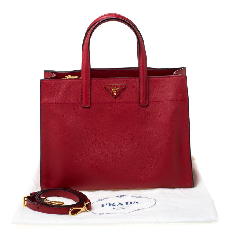 Prada Red Saffiano Soft Leather Tote 8