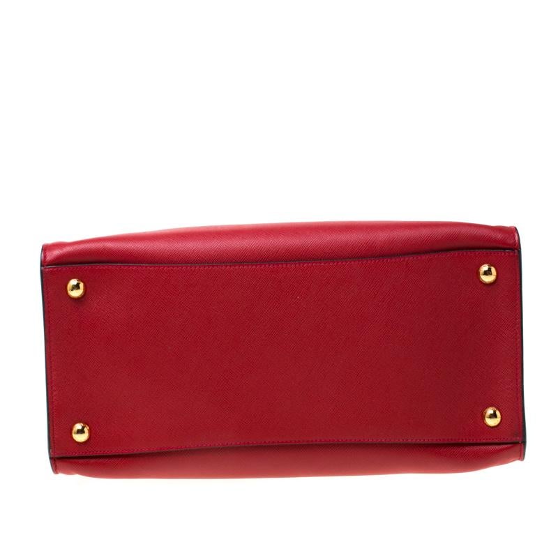 Prada Red Saffiano Soft Leather Tote 1
