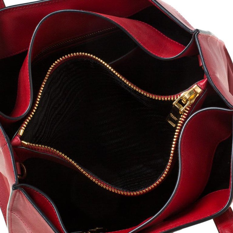 Prada Red Saffiano Soft Leather Tote at 1stDibs