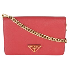 Prada Red Saffiano Triangle Logo Mini Crossbody