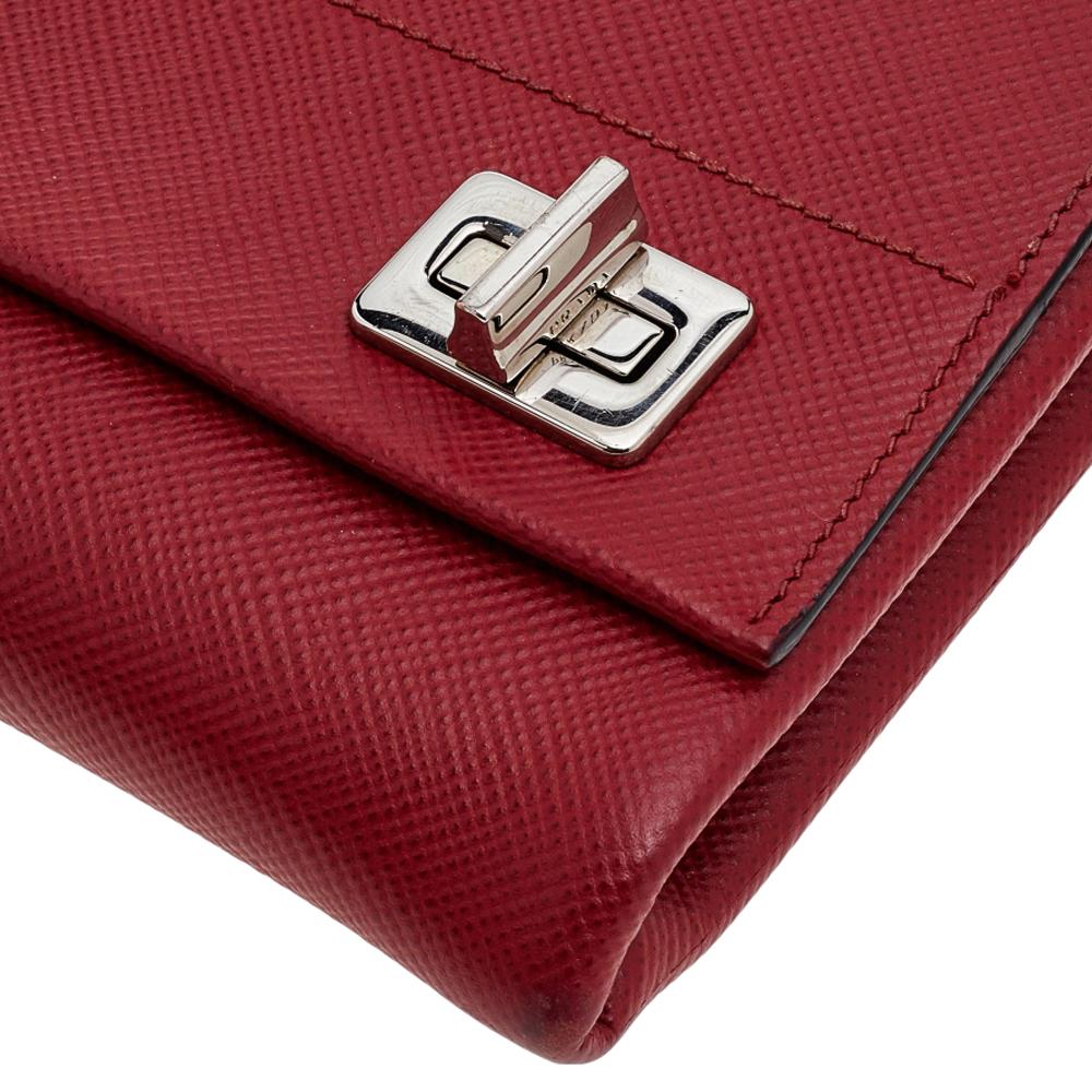 Prada Red Saffiano Turnlock Chain Shoulder Bag 3