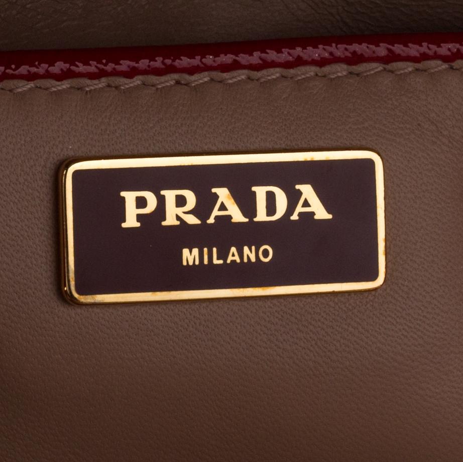 Prada Rot Saffiano Vernice Leder Pyramide Rahmen Top Handle Tasche 5
