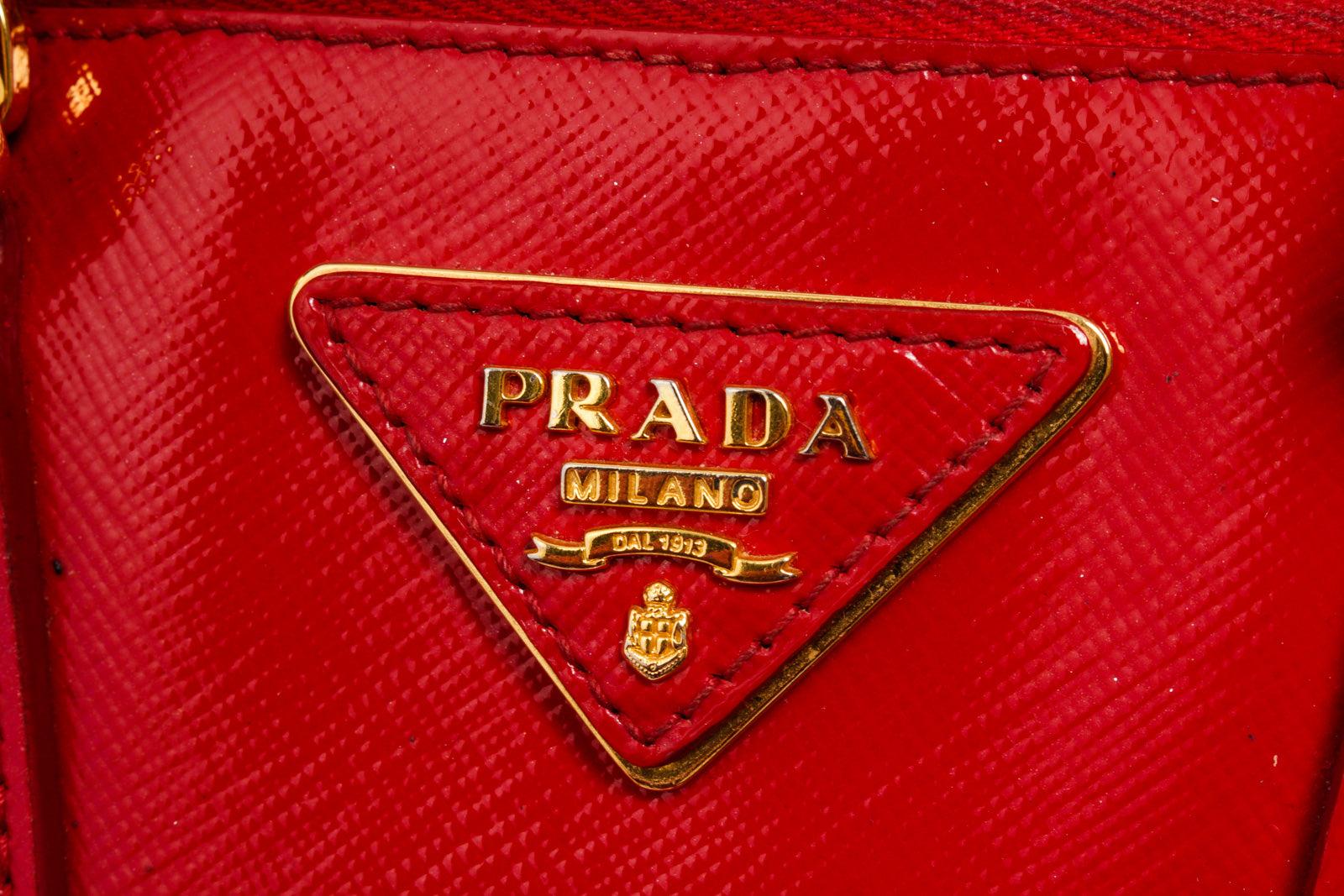 Women's Prada Red Saffiano Vernice Leather Top Handle Handbag