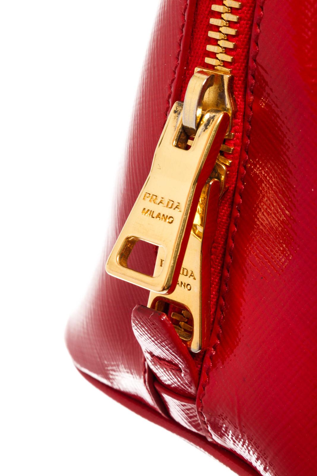 Prada Red Saffiano Vernice Leather Top Handle Handbag 1
