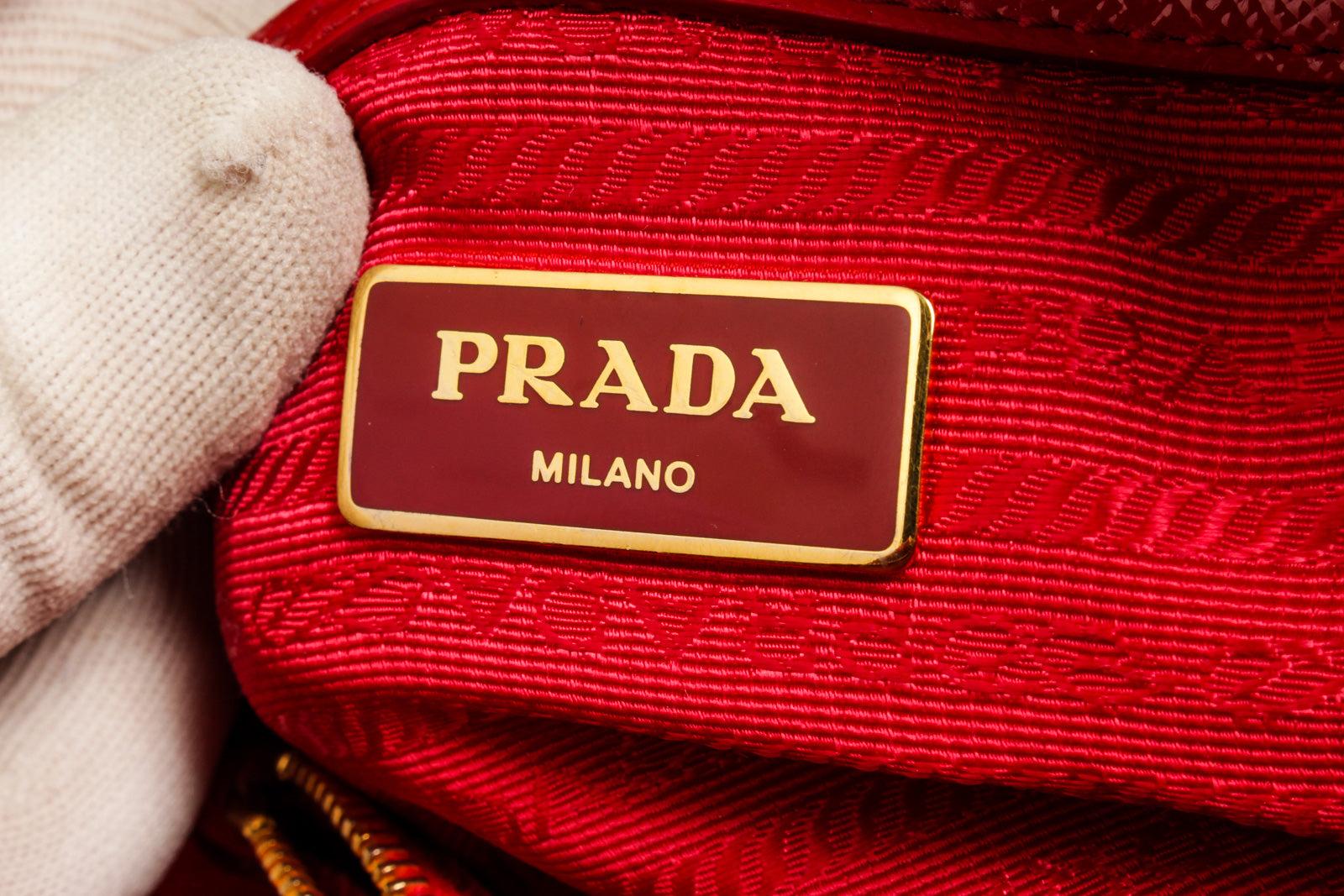 Prada Red Saffiano Vernice Leather Top Handle Handbag 2