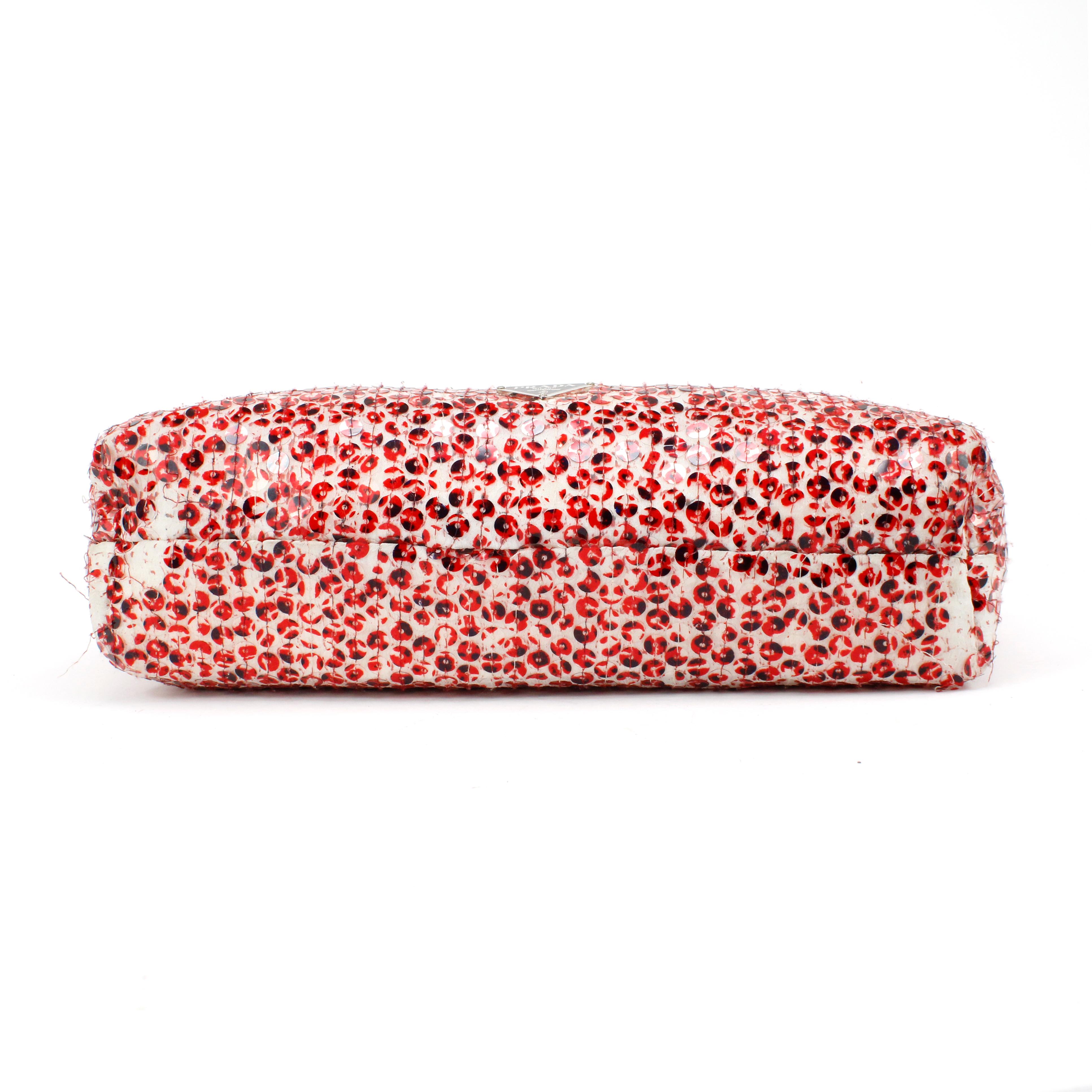 Beige Prada Red Sequin Bag For Sale