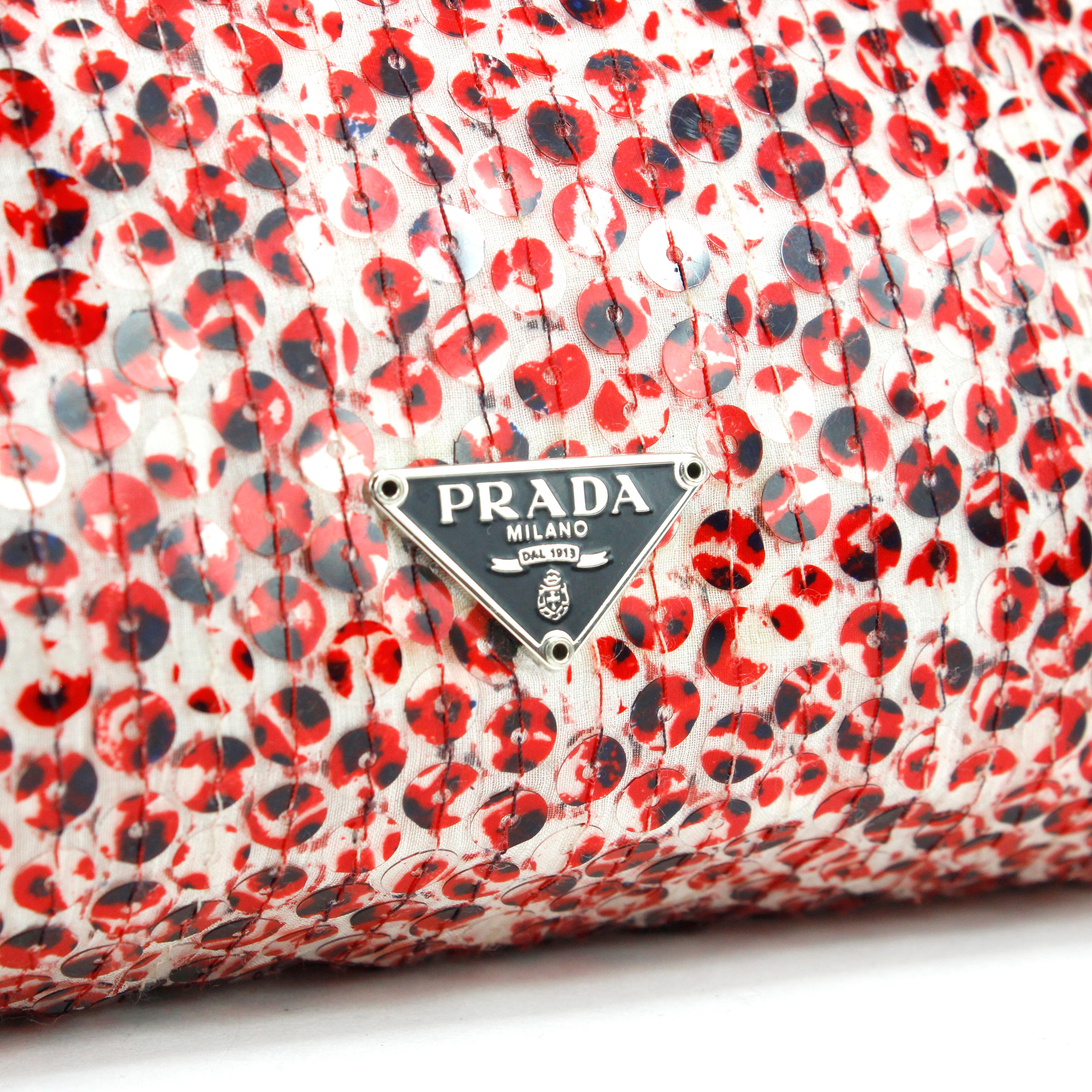 Prada Red Sequin Bag  For Sale 5