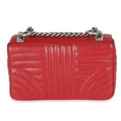 Prada Red Soft Calfskin Impunture Diagramme Medium Chain Flap Bag