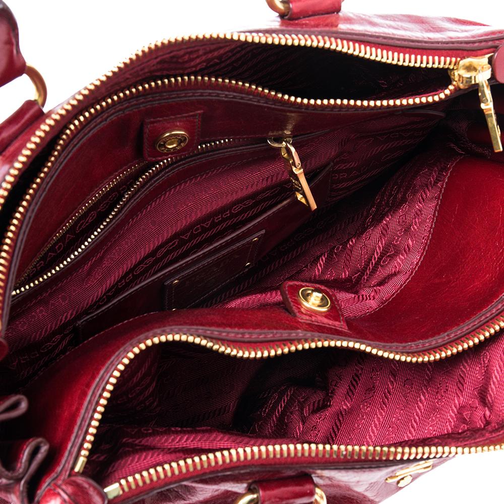 Prada Red Soft Leather Double Zip Convertible Tote 5