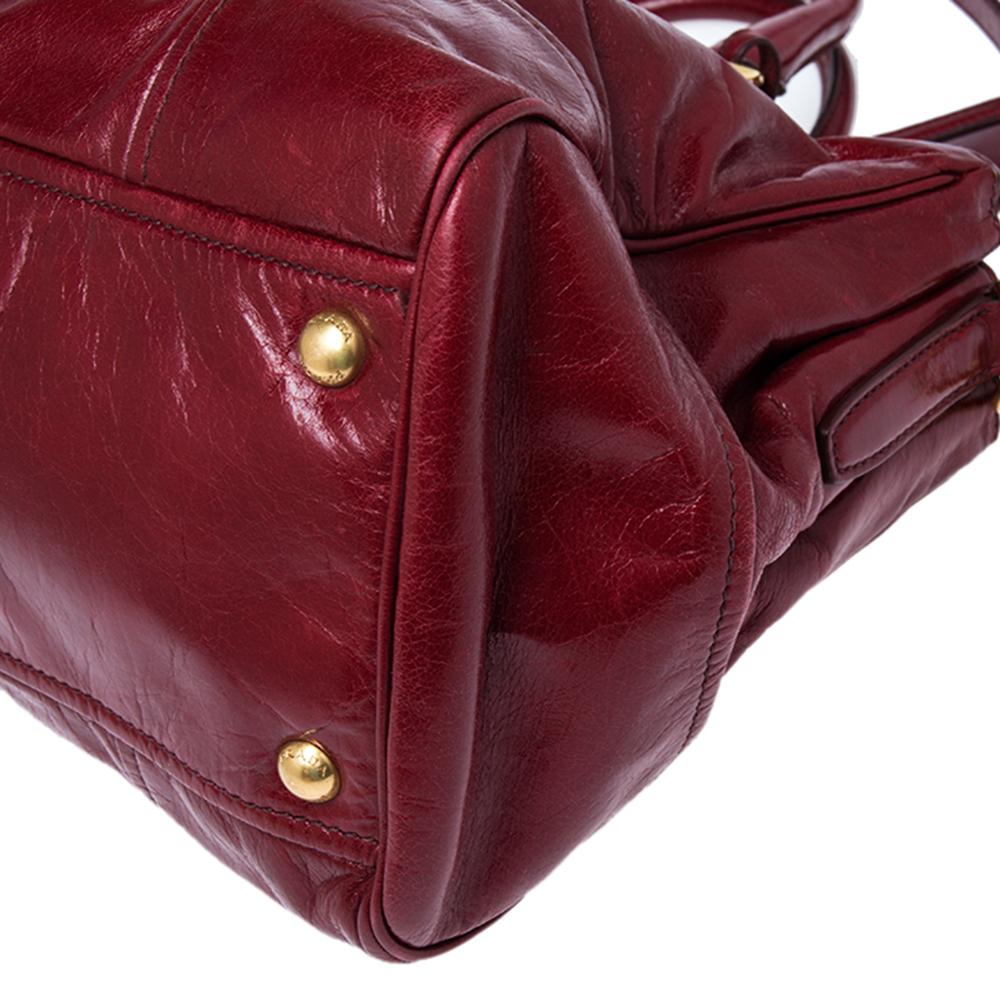 Prada Red Soft Leather Double Zip Convertible Tote 2