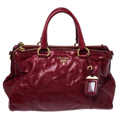 Prada Red Soft Leather Double Zip Convertible Tote