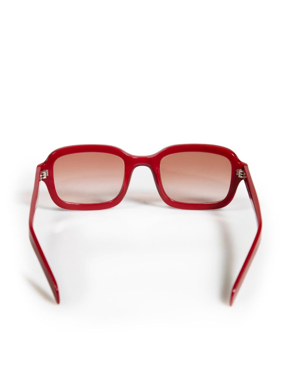 Prada Red Square Frame Tinted Sunglasses In Good Condition For Sale In London, GB