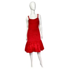 Robe en fausse fourrure à bretelles rouges Prada, SS 2007 